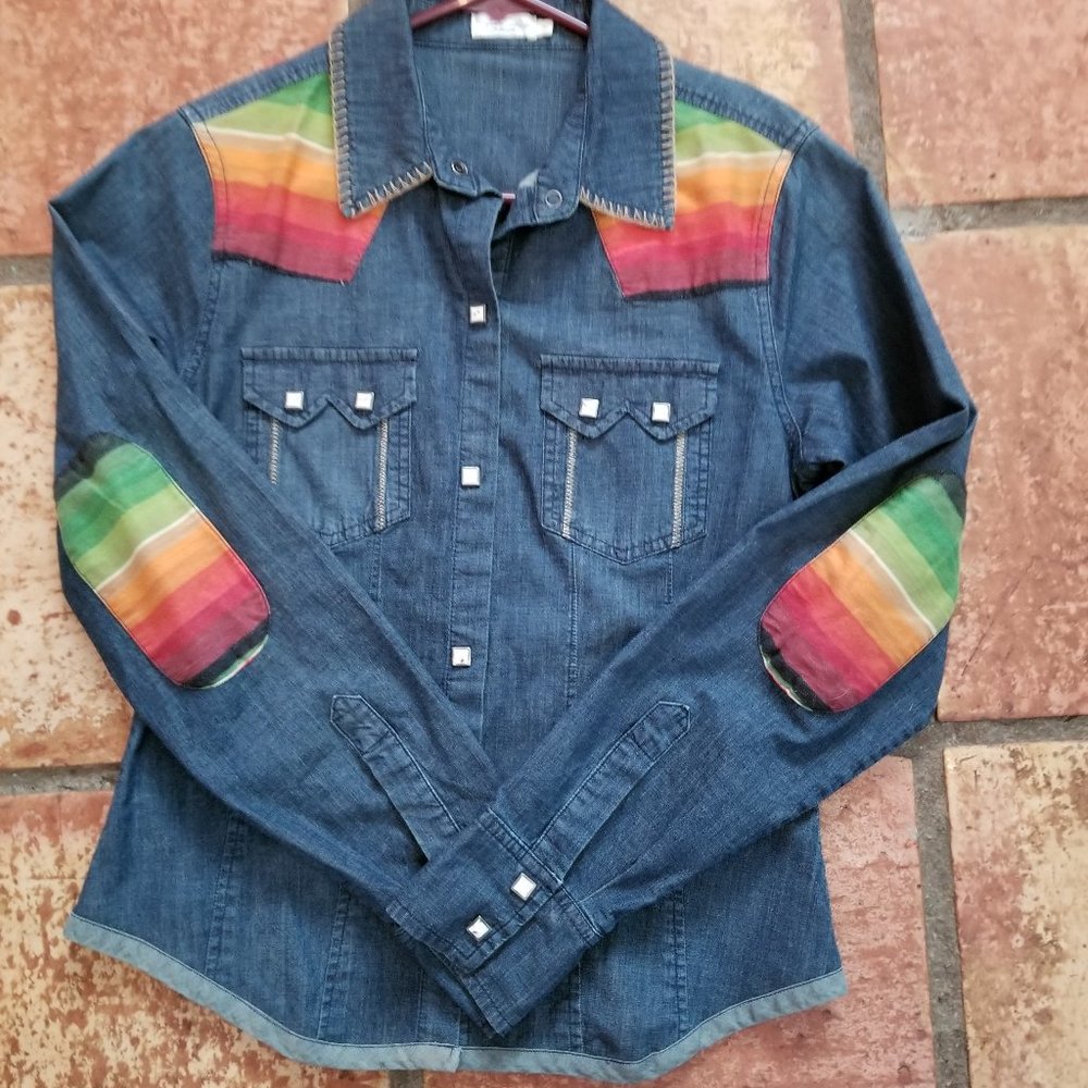 Tasha Polizzi Frida Denim Serape Western Shirt